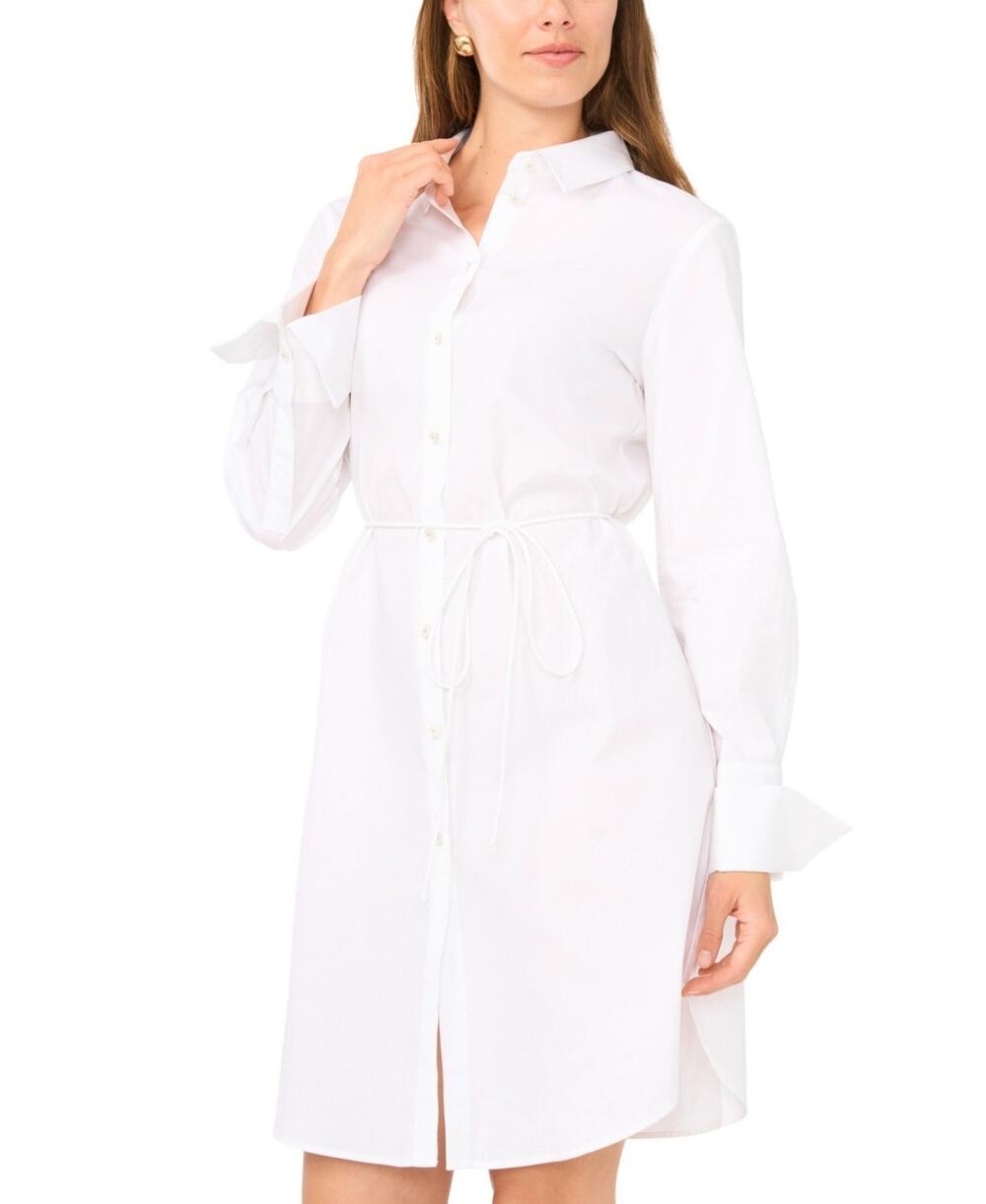 Vince Camuto Women's Button-Down Collared Shirtdress White Size M 3999